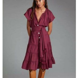 Erika Pena ANTHroPOLOGIE Tiered Midi Wrap Dress XL NWT